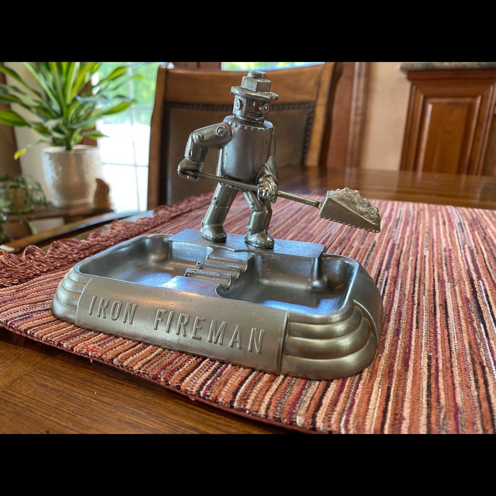 Vintage IRON FIREMAN advertising ashtray